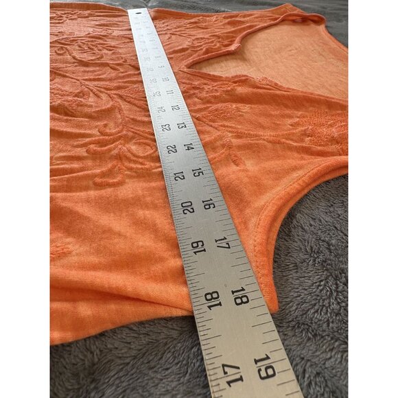 Soft Surroundings Floral Embroidered Sleeveless Tunic Top S Orange Coastal Modal - Picture 8 of 9